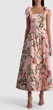 Alice & Olivia Hana Mixed Print Tie Strap Cotton Blend Dress in Sunset Grove English Rose at Nordstrom, Size 6