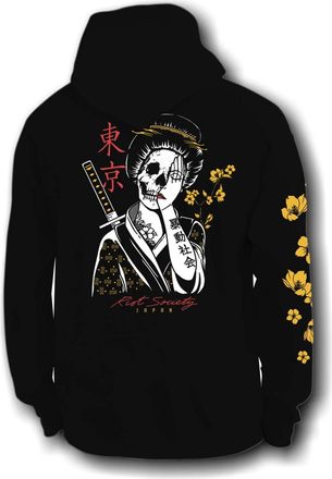 Riot Society Mens Graphic or Embroidered Hoodie Hooded Sweatshirt, Geisha Shame 2.0 (Black), XXL
