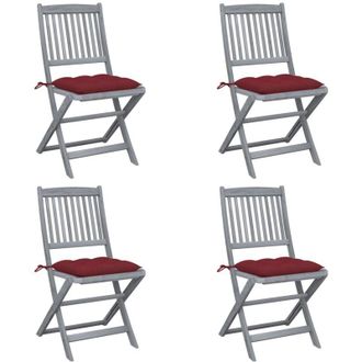 vidaXL Sillas De Jard&iacute;n Plegables 4 Uds Cojines Madera Maciza Acacia Vidaxl