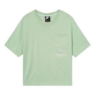 Nike (WMNS) Nike Sportswear Swoosh 3D Logo Loose Breathable Round Neck Short Sleeve Green T-Shirt CZ8912-006