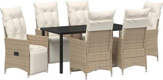 vidaXL Garden Dining Set with Cushion 7 pcs Beige Poly rattan Vidaxl