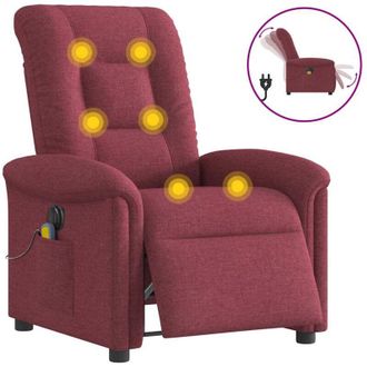 vidaXL vidaXL Poltrona Massaggiante Reclinabile Elettrica Rosso Vino Tessuto