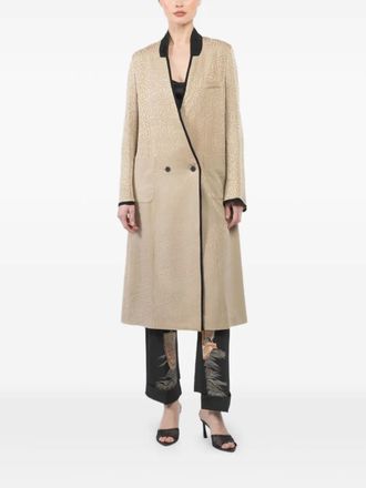 Ibrigu Juban floral-pattern trim coat - Beige