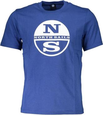 North Sails Blauw Bedrukt Crew Neck Katoenen T-Shirt - Heren - T-shirts - Blauw - XL - Katoen - Tops