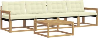 vidaXL Conjunto De Sof&aacute;s De Exterior 5 Uds. Blanco Y Crema Vidaxl