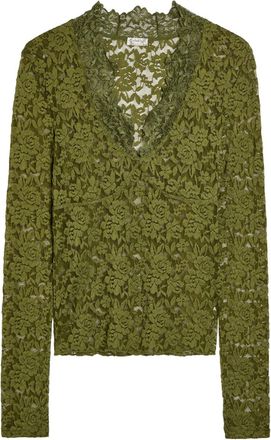 Free People All Day Floral Lace top - Green - XL (UK 20-22 / XL)
