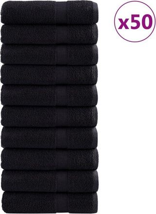 vidaXL Toallas De Invitados 50 Pcs Negro 50 X 100 Cm Algod&oacute;n Vidaxl