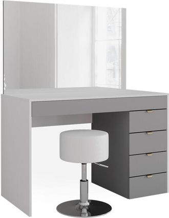 Vicco Tocador Elise, Blanco/gris/gris, 115 Cm Con Taburete