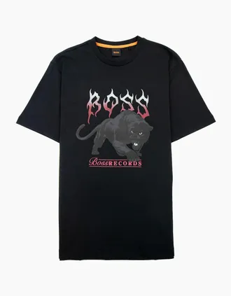 HUGO BOSS Mens Hugo Boss Tee Pantera Logo T Shirt Black 001 - Size: 38