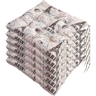Elle Juego De 6 Cojines Para Silla De 40x40 Cm - Poli&eacute;ster Y Algod&oacute;n Natural - Lavable A M&aacute;quina - M&aacute;xima Comodidad Para Uso Interior Y Exterior