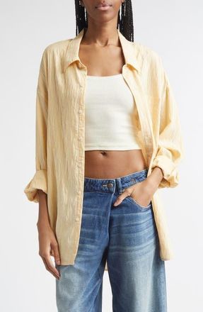 R13 Stripe Button-Up Shirt in Orange Stripe at Nordstrom, Size X-Small