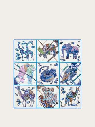 Ferragamo Womens Blue Silk Printed Scarf