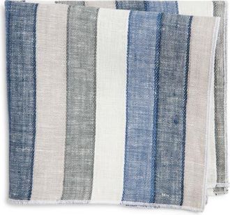 Clifton Wilson Stripe Linen Pocket Square in Blue at Nordstrom