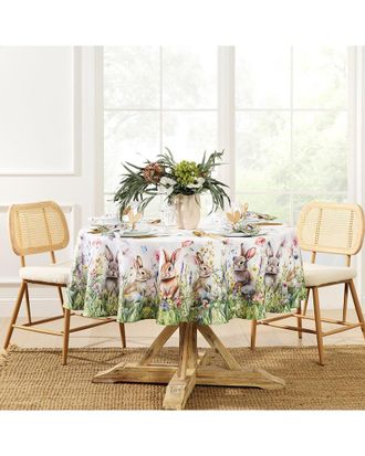 Elrene Bunny Blossom Easter Tablecloth - Round