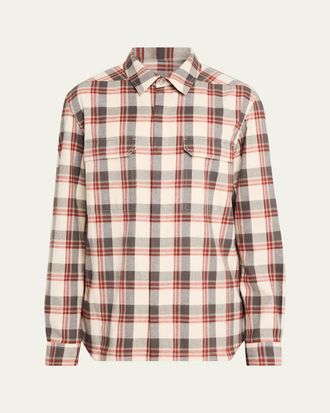 Rick Owens Mens Cotton Plaid Overshirt