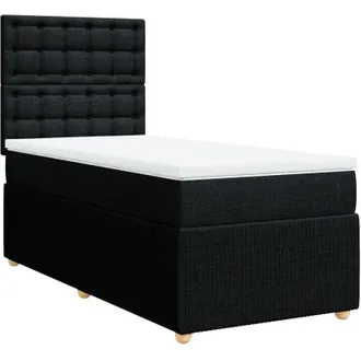 vidaXL Cama Box Spring Con Colch&oacute;n Tela Negro 90x190 Cm Vidaxl