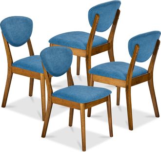 Best Choice Products Set of 4 Wooden Dining Chairs, Wood Modern Farmhouse Upholstered Chairs