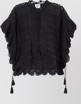 Isabel Marant payton caftan cotton top lace tassels