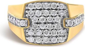House of Brilliance Mens 14K Yellow Gold Plated Sterling Silver 1.0 Cttw Diamond Geometric Band Ring in Yellow Gold Over Silver at Nordstrom, Size 11