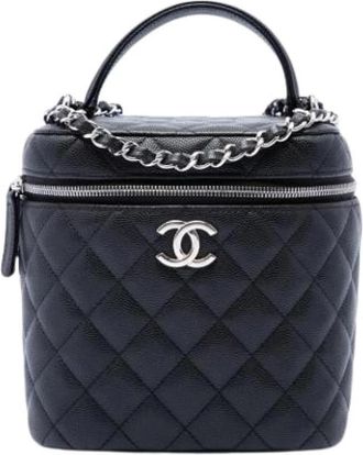 Chanel Pre-owned Quilted Caviar Satchel - Dames - Vintage Handtas - Zwart - ONE Size - Leer - Vintage