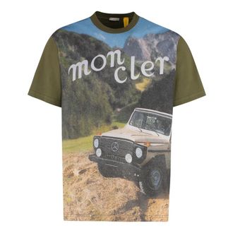 Moncler T-Shirts, male, Multicolor, S, Cotton Crew-Neck T-Shirt