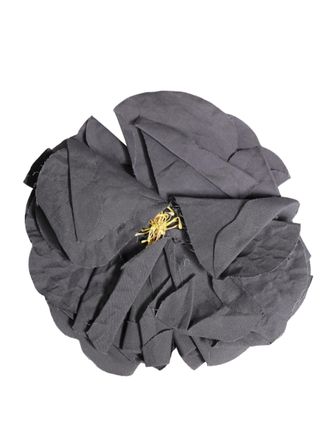 Dolce & Gabbana Gray Floral Motif Silk Blend Poplin Fabric Bar Pin Womens Brooch