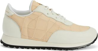 Giuseppe Zanotti Jimi leren sneakers met krokodillen-reli&euml;f - Beige