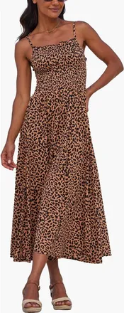 Lascana Womens Smocked Print Dress in Leopard at Nordstrom, Size 12