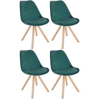 Clp Set di 4 sedie Sofia Velvet verde natura (quadrato)