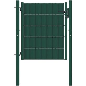 vidaXL Puerta De Valla De Pvc Y Acero Verde 100x81 Cm Vidaxl