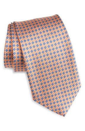 David Donahue Neat Diamond Silk Jacquard Tie in Orange at Nordstrom
