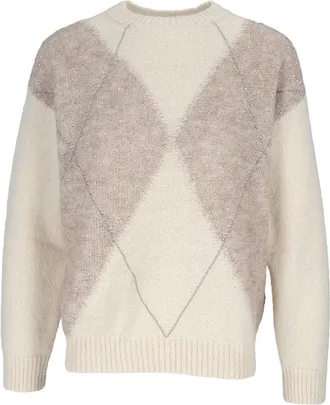 PESERICO Knitted Sweater Diamond Pattern Sweater