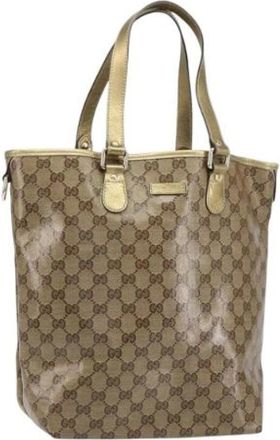 Gucci Pre-owned Tote Bags, female, Beige, Size: ONE SIZE Pre-owned Canvas Tote
