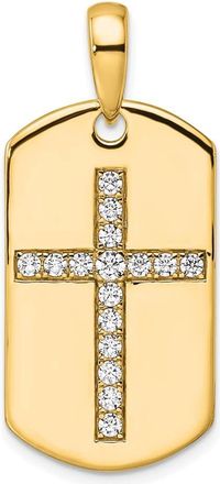Diamond2Deal 14k Gold Lab Grown Diamond Cross Dog Tag Pendant (0.5ct, VS, D-E)