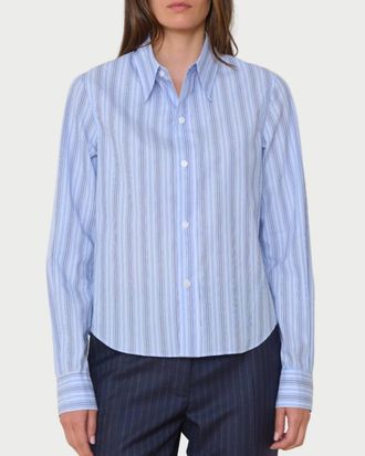WE-AR4 Rebel Long Sleeve Shirt In Blue Stripe