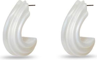 Lele Sadoughi Curved Canyon Hoop Earrings in Ivory at Nordstrom