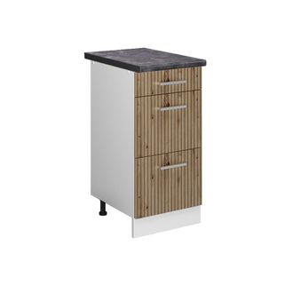 Vicco Mueble Bajo De Cocina R-line, Roble Artesanal, 40 Cm Con Cajones, Et Antracita