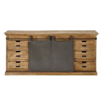 Maisons du monde Aparador con 6 cajones y 2 puertas correderas de mango macizo 190 cm