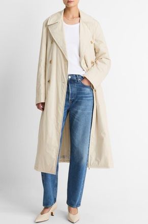 Vince Insulated Long Cotton Coat in White Tea at Nordstrom, Size Xx-Small