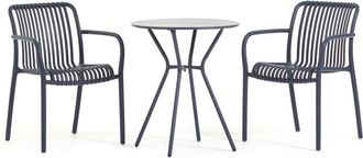 Siediti Fuori e Dentro Conjunto de balcón con mesa redonda y dos sillas azul