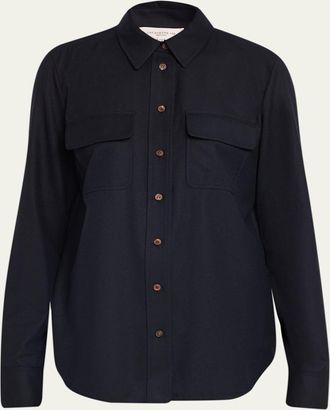 Lafayette 148 New York Brushed Wool Button-Front Shirt