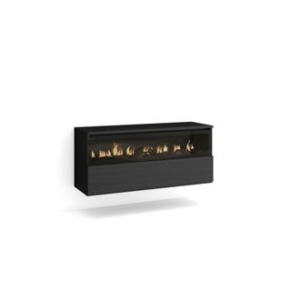 Skraut Home Chimenea El&eacute;ctrica Led, Sin Calor, 102x45x35cm, 1 Hueco, 1 Puerta, Chimenea El&eacute;ctrica, Colgado, Suspendido, Estilo Moderno, Negro - Skraut Home