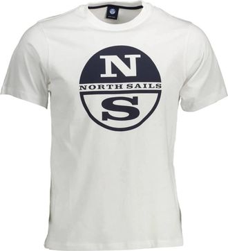 North Sails WIT Heren T-Shirt MET Korte Mouwen - Heren - T-shirts - Wit - XL - Katoen - Tops