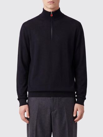 Kiton Dolcevita in pura lana con mezza zip e finiture a costine