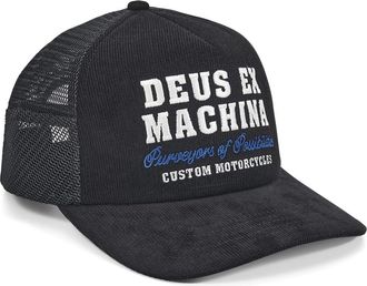 Deus Ex Machina Mens Gumshoe Cord Trucker Cap, Black, One Size