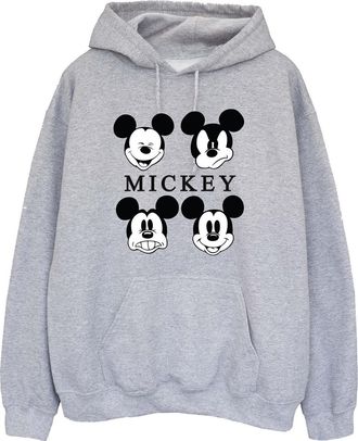 Disney Dames/Dames Mickey Mouse Vier Hoofden Hoodie (Heide Grijs)