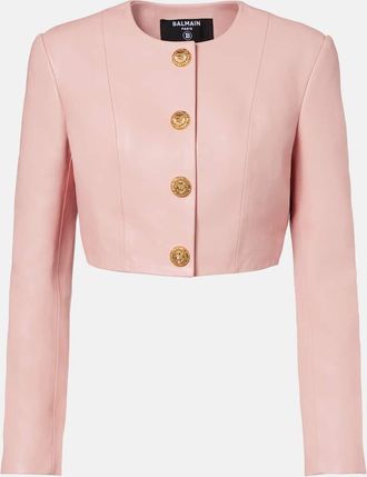 Balmain Cropped leather jacket