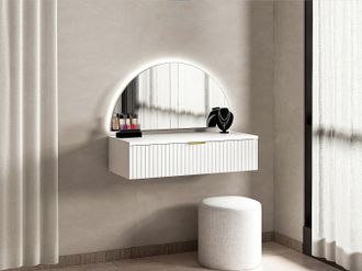 Vente-Unique Toeletta sospesa con specchio e LED 1 cassetto Bianco - FRALYN di PASCAL MORABITO