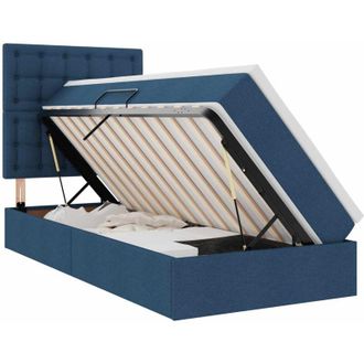 vidaXL Storage Bed with Mattress Blue 90 x 190 cm Polyester vidaXL