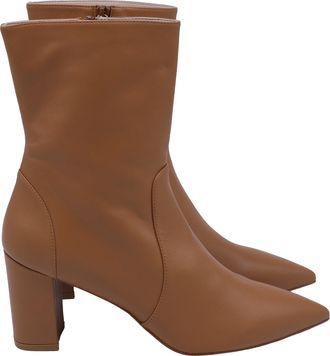 Stuart Weitzman Renegade Pointed-Toe Ankle Boots in Brown Leather
